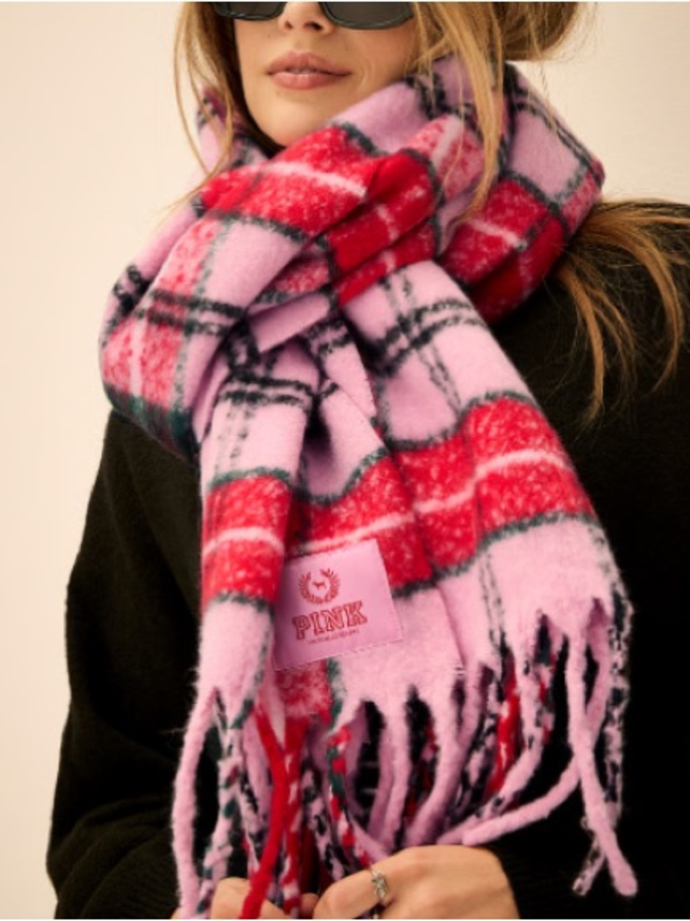 Victoria's Secret PINK Red & Pink Scarf Lollipop Plaid